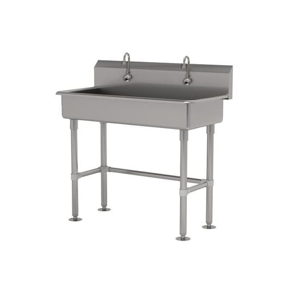 2 Stat ADA NSF 14 Ga. 304 SS Floor Mounted Sink - Electric Faucet Incl